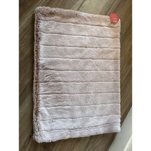 Minky Couture Genuine Tan White plush ultra soft Pillow Case 26.5" x 19.5"